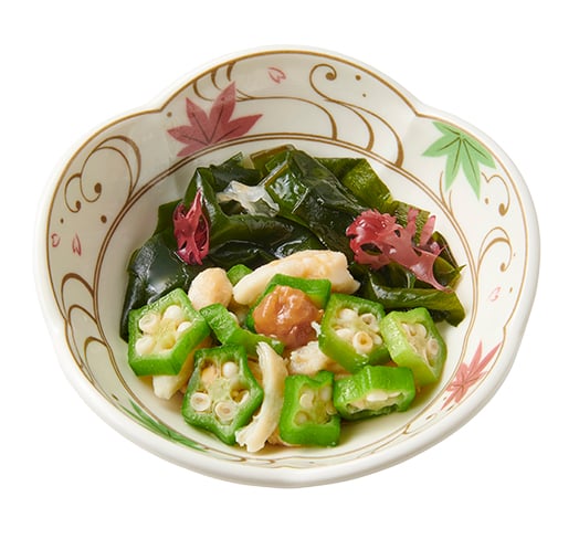蒸し鶏と海藻のぽん酢和え