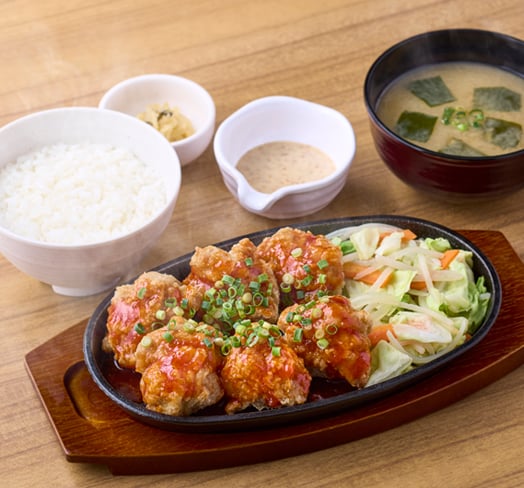 鉄板鶏チリ定食(6個)