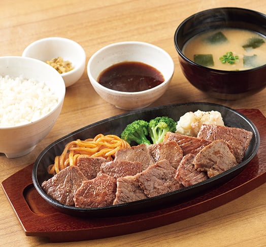 ブラックアンガスビーフの特カットステーキ定食【和風ソース】