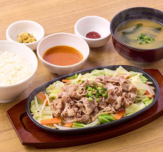 牛焼きしゃぶ定食（特製味噌だれ/辛子味噌）