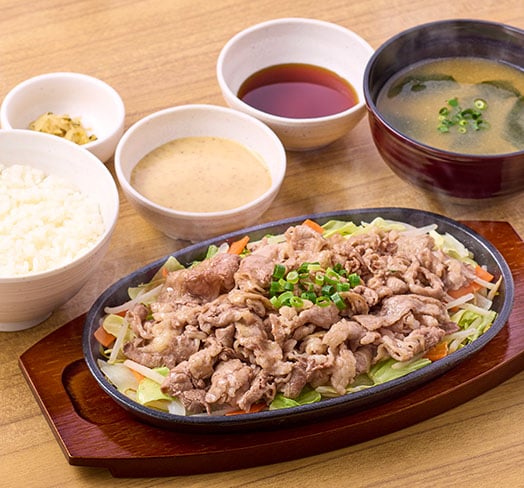 【お肉2倍】牛焼きしゃぶ定食（ごまだれ/ぽん酢）