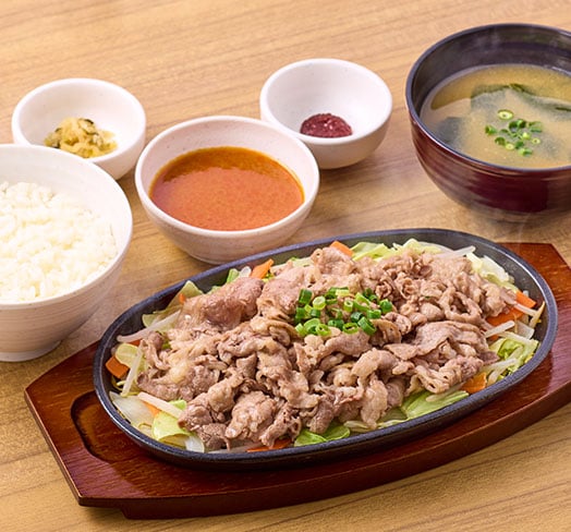 【お肉2倍】牛焼きしゃぶ定食（特製味噌だれ/辛子味噌）