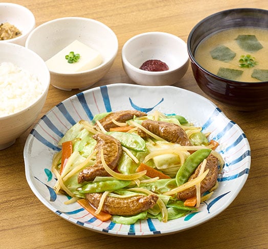 大豆ミートの野菜炒め定食