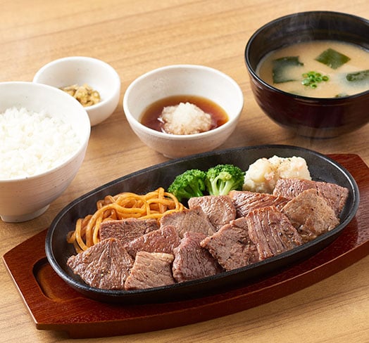 ブラックアンガスビーフの特カットステーキ定食【おろしぽん酢】