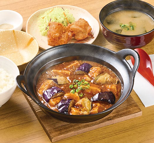 【から揚げ小鉢付】～四川風～麻婆茄子豆腐定食