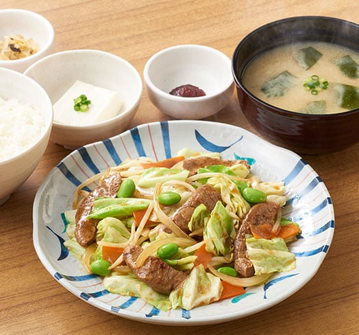 大豆ミートの野菜炒め定食