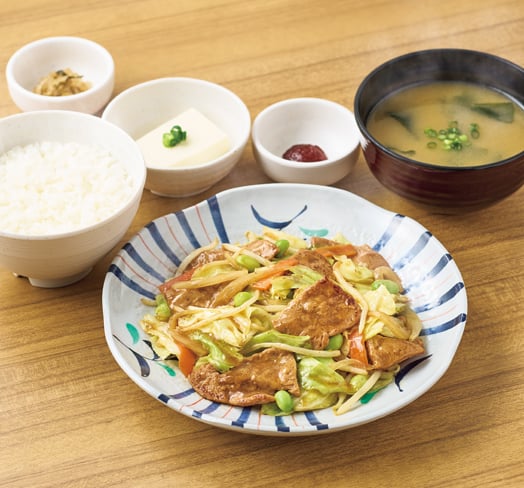 大豆ミートの野菜炒め定食