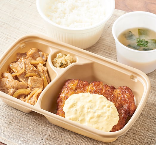 ［テイクアウト］チキン南蛮としょうが焼の人気コンビ